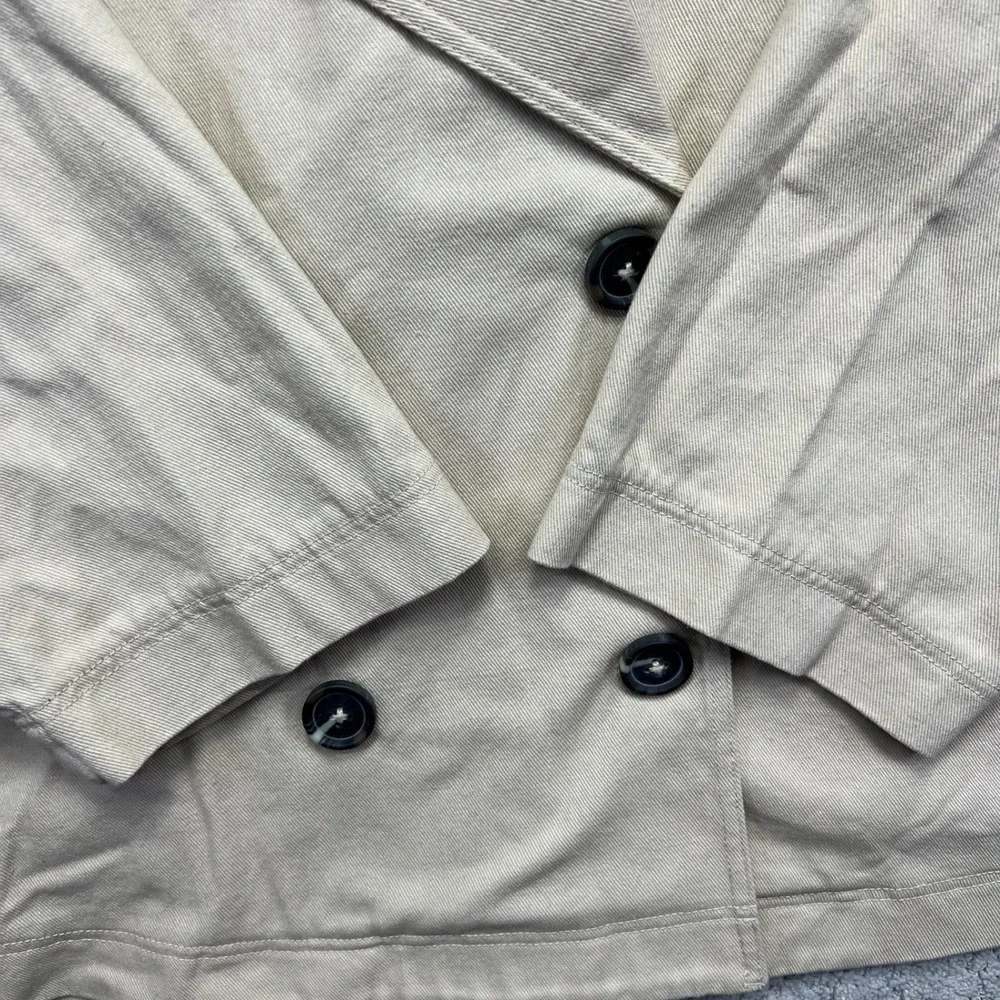 Free People Twill Jacket Womens Large Cream Beige Double Breasted Oversized Boxy